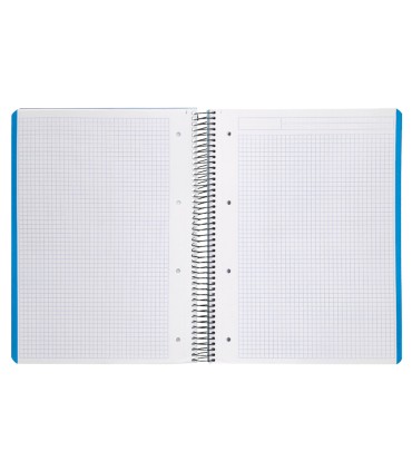 Cuaderno espiral liderpapel a4 micro wonder tapa plastico 120h 90 gr cuadro 5 mm 5 banda4 taladros color celeste