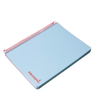 Cuaderno espiral liderpapel a4 micro wonder tapa plastico 120h 90 gr cuadro 5 mm 5 banda4 taladros color celeste