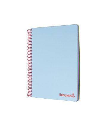 Cuaderno espiral liderpapel a4 micro wonder tapa plastico 120h 90 gr cuadro 5 mm 5 banda4 taladros color celeste