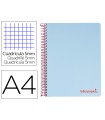 Cuaderno espiral liderpapel a4 micro wonder tapa plastico 120h 90 gr cuadro 5 mm 5 banda4 taladros color celeste