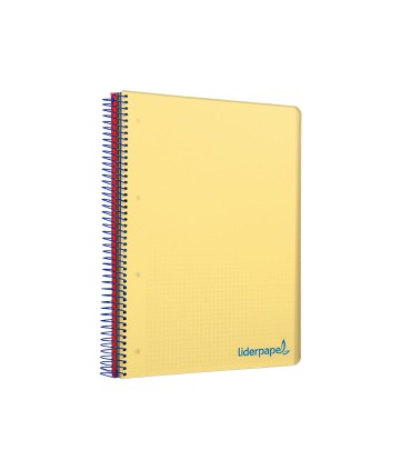 Cuaderno espiral liderpapel a4 micro wonder tapa plastico 120h 90 gr cuadro 5 mm 5 banda4 taladros color amarillo