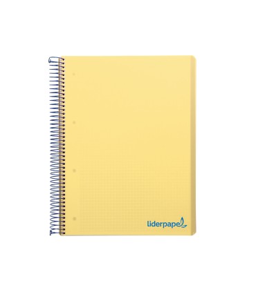 Cuaderno espiral liderpapel a4 micro wonder tapa plastico 120h 90 gr cuadro 5 mm 5 banda4 taladros color amarillo