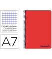 Cuaderno espiral liderpapel a7 micro wonder tapa plastico 100h 90 gr cuadro 5mm 4 bandas color rojo