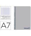 Cuaderno espiral liderpapel a7 micro wonder tapa plastico 100h 90 gr cuadro 5mm 4 bandas color gris