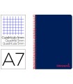 Cuaderno espiral liderpapel a7 micro wonder tapa plastico 100h 90 gr cuadro 5mm 4 bandas color azul marino