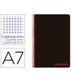 Cuaderno espiral liderpapel a7 micro wonder tapa plastico 100h 90 gr cuadro 5mm 4 bandas color negro