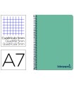 Cuaderno espiral liderpapel a7 micro wonder tapa plastico 100h 90 gr cuadro 5mm 4 bandas color verde