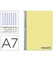 Cuaderno espiral liderpapel a7 micro wonder tapa plastico 100h 90 gr cuadro 5mm 4 bandas color amarillo