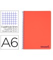 Cuaderno espiral liderpapel a6 micro wonder tapa plastico 120h 90 gr cuadro 5mm 4 bandas color rojo