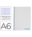 Cuaderno espiral liderpapel a6 micro wonder tapa plastico 120h 90 gr cuadro 5mm 4 bandas color gris