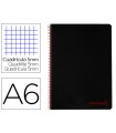 Cuaderno espiral liderpapel a6 micro wonder tapa plastico 120h 90 gr cuadro 5mm 4 bandas color negro