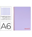 Cuaderno espiral liderpapel a6 micro wonder tapa plastico 120h 90 gr cuadro 5mm 4 bandas color violeta