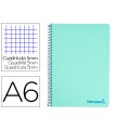 Cuaderno espiral liderpapel a6 micro wonder tapa plastico 120h 90 gr cuadro 5mm 4 bandas color verde