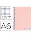 Cuaderno espiral liderpapel a6 micro wonder tapa plastico 120h 90 gr cuadro 5mm 4 bandas color rosa