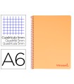 Cuaderno espiral liderpapel a6 micro wonder tapa plastico 120h 90 gr cuadro 5mm 4 bandas color naranja