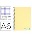 Cuaderno espiral liderpapel a6 micro wonder tapa plastico 120h 90 gr cuadro 5mm 4 bandas color amarillo