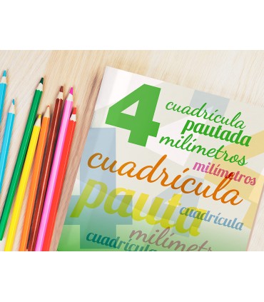 Libreta liderpapel pautaguia tapa cartoncillo 32 hojas din a4 70 gr cuadriculado pautado 4 mm