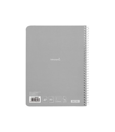 Cuaderno espiral liderpapel cuarto witty tapa dura 80h 75gr pauta ancha 35mm con margen colores surtidos