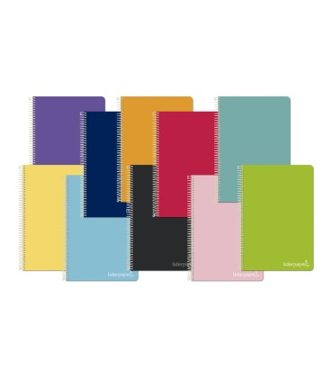 Cuaderno espiral liderpapel cuarto witty tapa dura 80h 75gr pauta ancha 35mm con margen colores surtidos