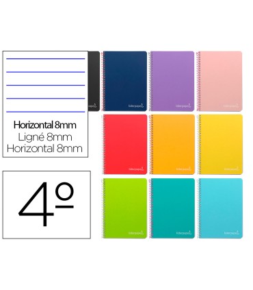 Cuaderno espiral liderpapel cuarto witty tapa dura 80h 75gr rayado horizontal 8mm con margen colores surtidos