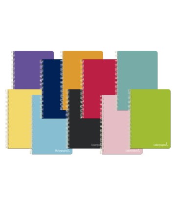 Cuaderno espiral liderpapel cuarto witty tapa dura 80h 75gr cuadro 6mm con margen colores surtidos