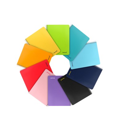 Cuaderno espiral liderpapel cuarto smart tapa blanda 80h 60gr rayado montessori 5mm colores surtidos