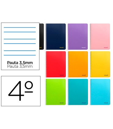 Cuaderno espiral liderpapel cuarto smart tapa blanda 80h 60gr rayado montessori 35mm colores surtidos