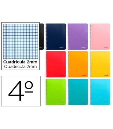 Cuaderno espiral liderpapel cuarto smart tapa blanda 80h 60gr milimetrado 2mm colores surtidos