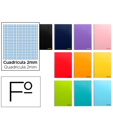 Cuaderno espiral liderpapel folio smart tapa blanda 80h 60gr milimetrado 2mm colores surtidos