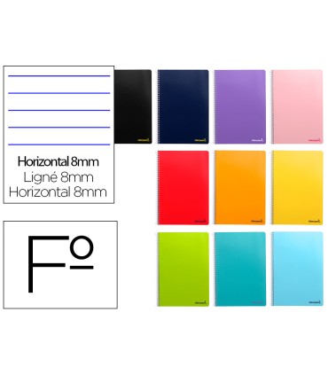 Cuaderno espiral liderpapel folio smart tapa blanda 80h 60gr horizontal 8mm con margen colores surtidos