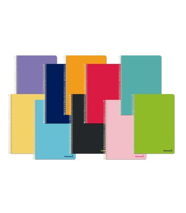 Cuaderno espiral liderpapel folio smart tapa blanda 80h 60gr cuadro 5 mm con margen colores surtidos