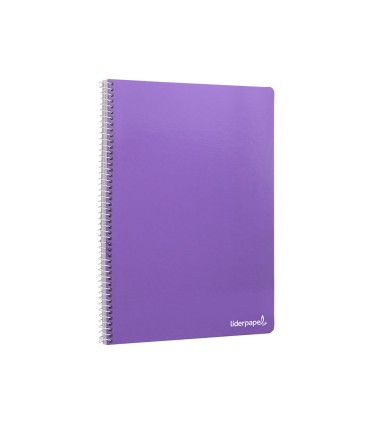 Cuaderno espiral liderpapel folio smart tapa blanda 80h 60gr cuadro 4mm con margen color violeta