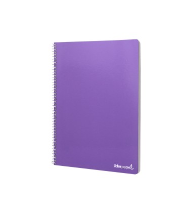 Cuaderno espiral liderpapel folio smart tapa blanda 80h 60gr cuadro 4mm con margen color violeta