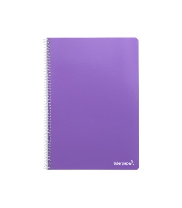 Cuaderno espiral liderpapel folio smart tapa blanda 80h 60gr cuadro 4mm con margen color violeta