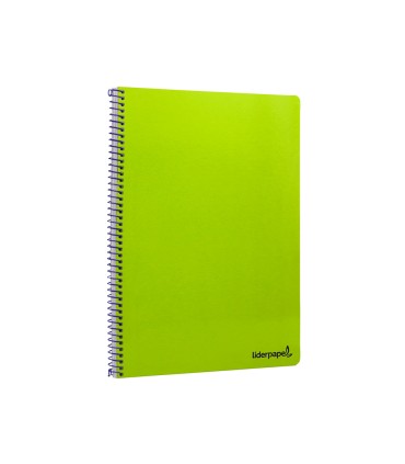 Cuaderno espiral liderpapel folio smart tapa blanda 80h 60gr cuadro 4mm con margen color verde