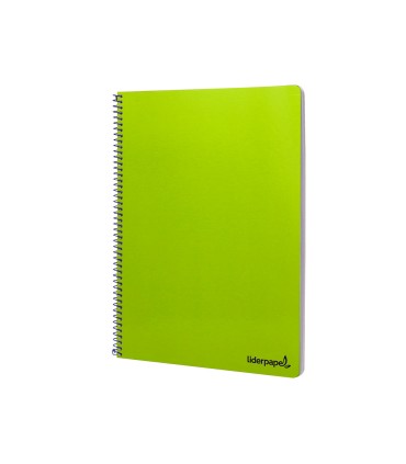 Cuaderno espiral liderpapel folio smart tapa blanda 80h 60gr cuadro 4mm con margen color verde