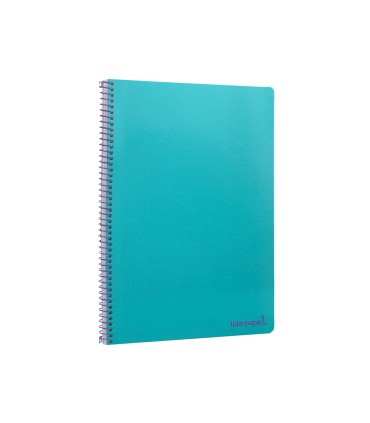 Cuaderno espiral liderpapel folio smart tapa blanda 80h 60gr cuadro 4mm con margen color turquesa