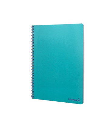 Cuaderno espiral liderpapel folio smart tapa blanda 80h 60gr cuadro 4mm con margen color turquesa