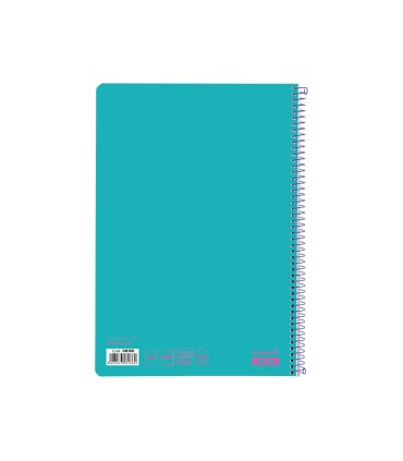 Cuaderno espiral liderpapel folio smart tapa blanda 80h 60gr cuadro 4mm con margen color turquesa