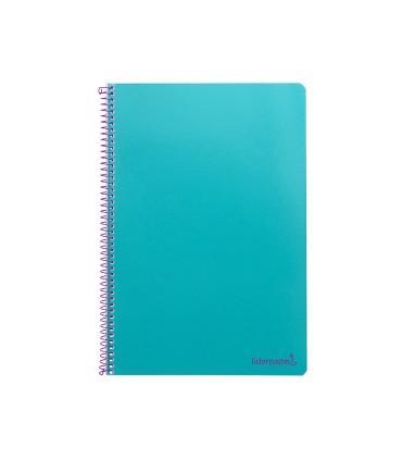 Cuaderno espiral liderpapel folio smart tapa blanda 80h 60gr cuadro 4mm con margen color turquesa