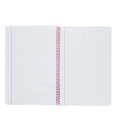 Cuaderno espiral liderpapel folio smart tapa blanda 80h 60gr cuadro 4mm con margen color rosa