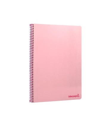 Cuaderno espiral liderpapel folio smart tapa blanda 80h 60gr cuadro 4mm con margen color rosa