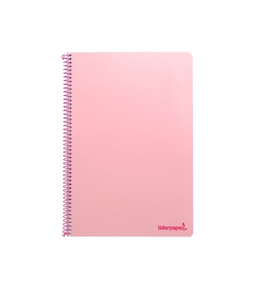 Cuaderno espiral liderpapel folio smart tapa blanda 80h 60gr cuadro 4mm con margen color rosa