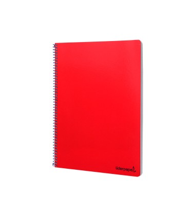 Cuaderno espiral liderpapel folio smart tapa blanda 80h 60gr cuadro 4mm con margen color rojo