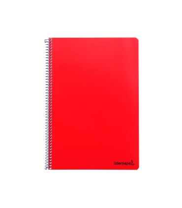 Cuaderno espiral liderpapel folio smart tapa blanda 80h 60gr cuadro 4mm con margen color rojo