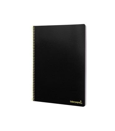 Cuaderno espiral liderpapel folio smart tapa blanda 80h 60gr cuadro 4mm con margen color negro