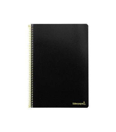 Cuaderno espiral liderpapel folio smart tapa blanda 80h 60gr cuadro 4mm con margen color negro