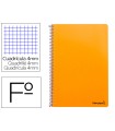 Cuaderno espiral liderpapel folio smart tapa blanda 80h 60gr cuadro 4mm con margen color naranja