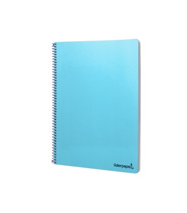 Cuaderno espiral liderpapel folio smart tapa blanda 80h 60gr cuadro 4mm con margen color celeste