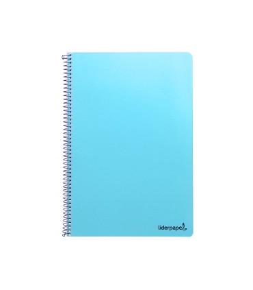 Cuaderno espiral liderpapel folio smart tapa blanda 80h 60gr cuadro 4mm con margen color celeste